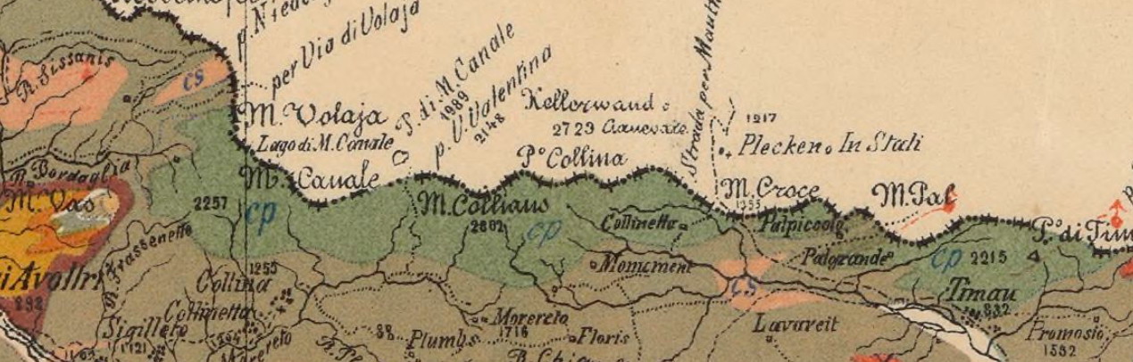 Particolare della Carta geologica del Friuli rilevata negli anni 1867-74