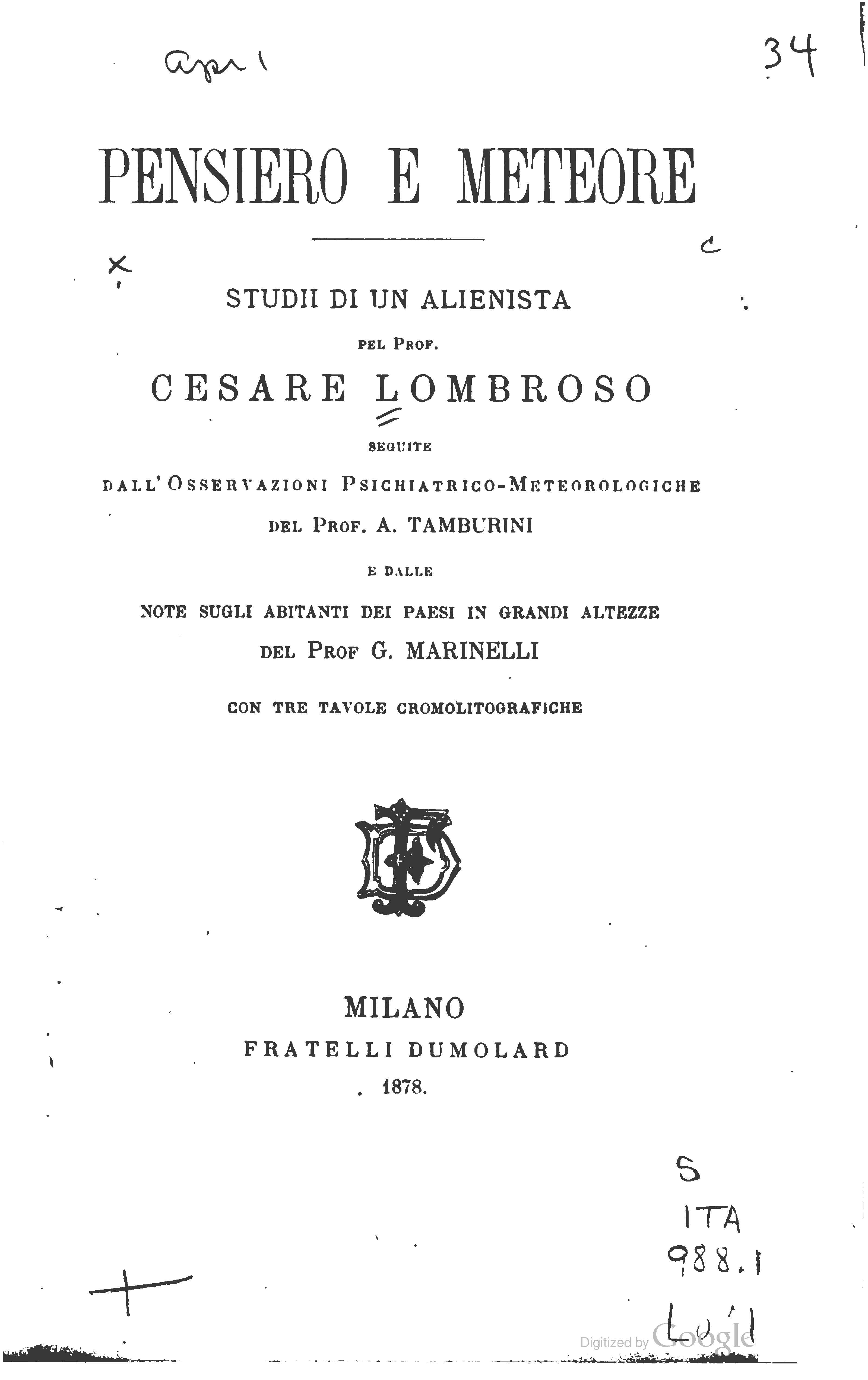 Cesare Lombroso, Pensiero e meteore