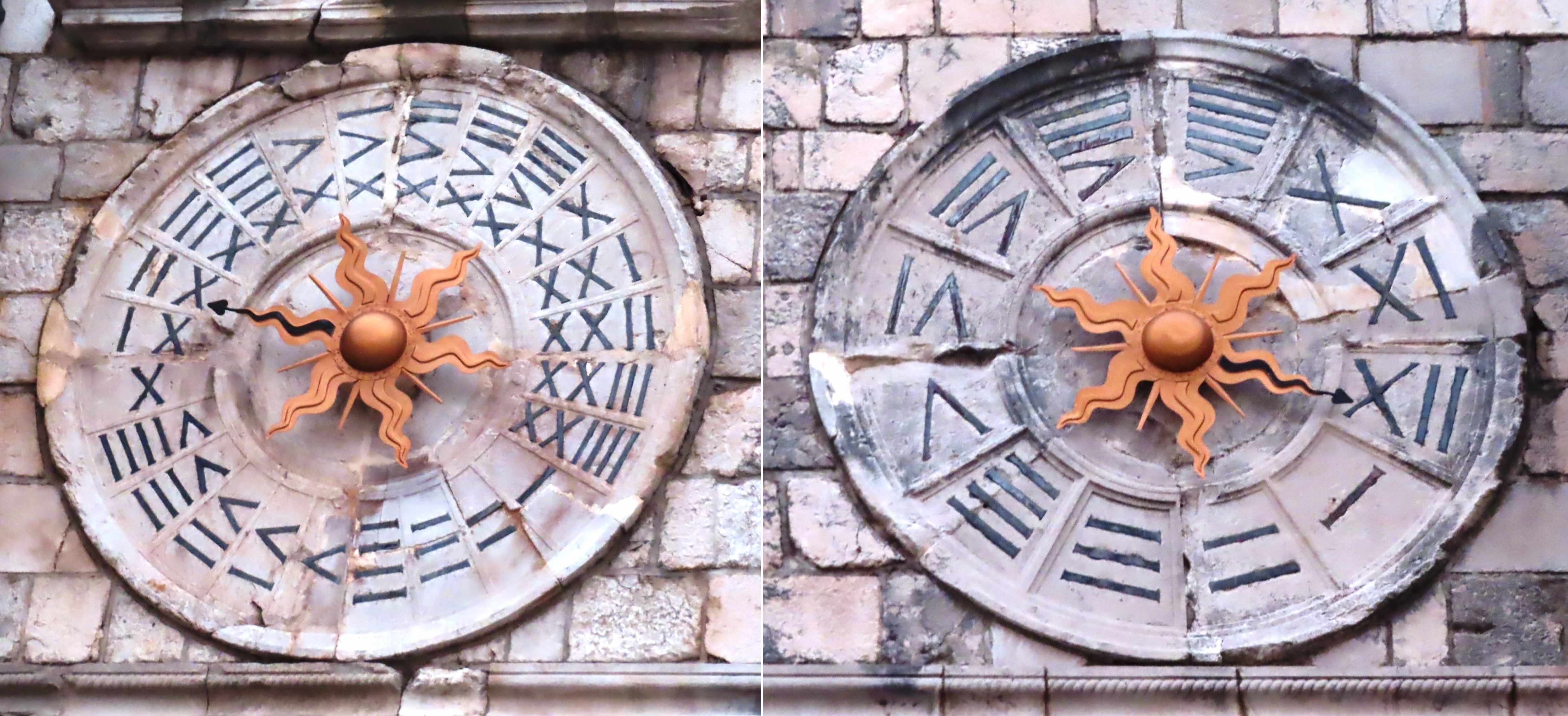 I due quadranti del pubblico orologio di Venzone