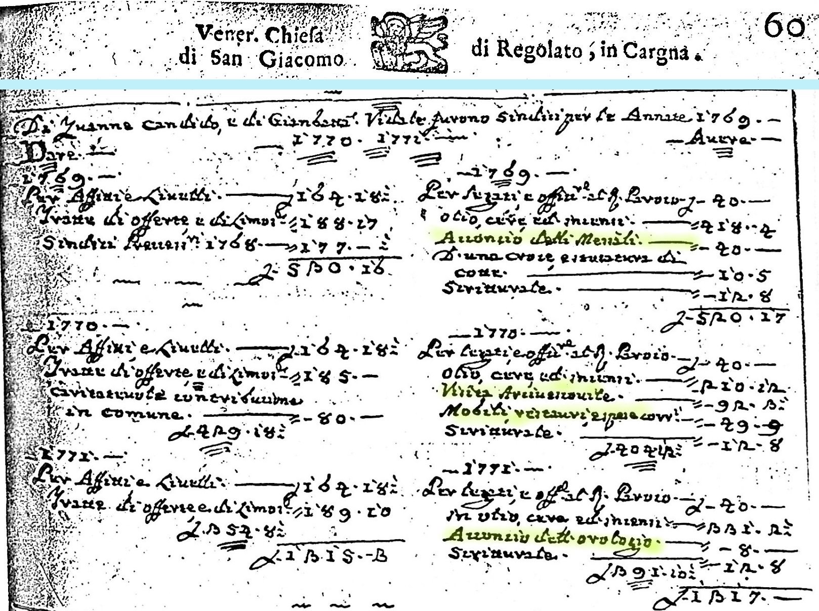 Libro dei camerari della Veneranda Chiesa di San Giacomo di Regolato, in Cargna