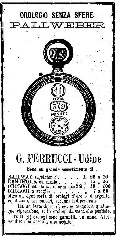 Ferrucci, Udine, 1885 - Orologio senza sfere Pallweber